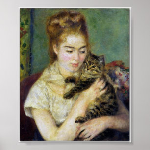 Mädchen mit Katze von Renoir Poster