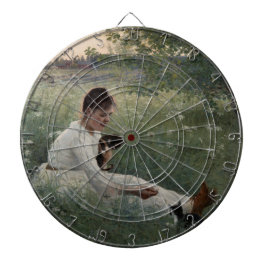 Mädchen mit Katzen in einer Sommerlandschaft (Kätz Dartscheibe