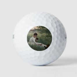 Mädchen mit Katzen in einer Sommerlandschaft (Kätz Golfball