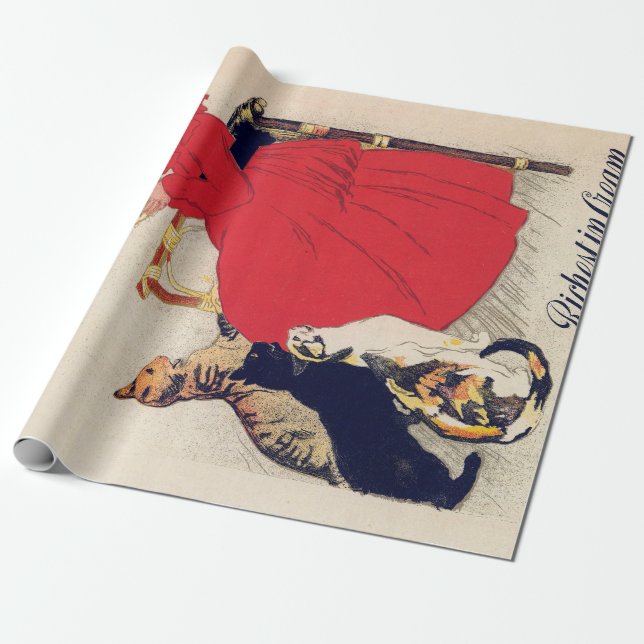 Mädchen mit Katzen, Vintage Poster, Alexandre Stei Geschenkpapier (Ungerollt)