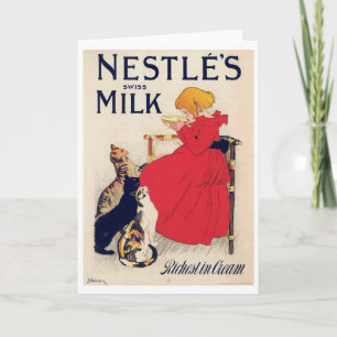 Mädchen mit Katzen, Vintage Poster, Alexandre Stei Karte
