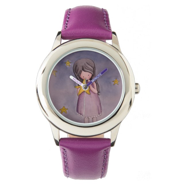 Mädchen mit Kawaii Star Watch Armbanduhr (Vorderseite)