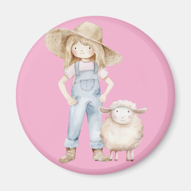 Mädchen mit Lamm Magnet (Vorne)