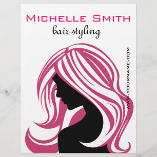 Mädchen mit langen rosa Haaren Friseursalon Schönh Flyer