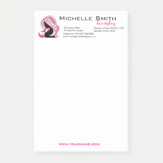 Mädchen mit langen rosa Haaren Friseursalon Schönh Post-it Klebezettel