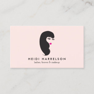 Mädchen mit Lashes auf der Pink Beauty Business Ca Visitenkarte