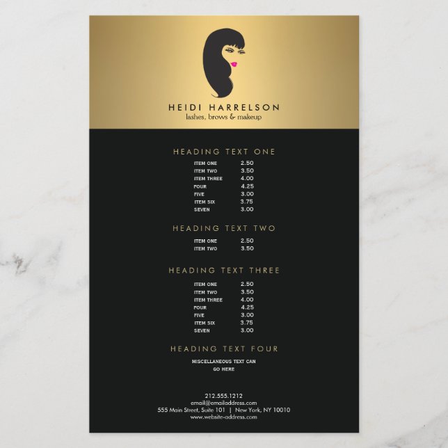 Mädchen mit Lashes auf Imitate Gold Beauty Flyer (Vorne)