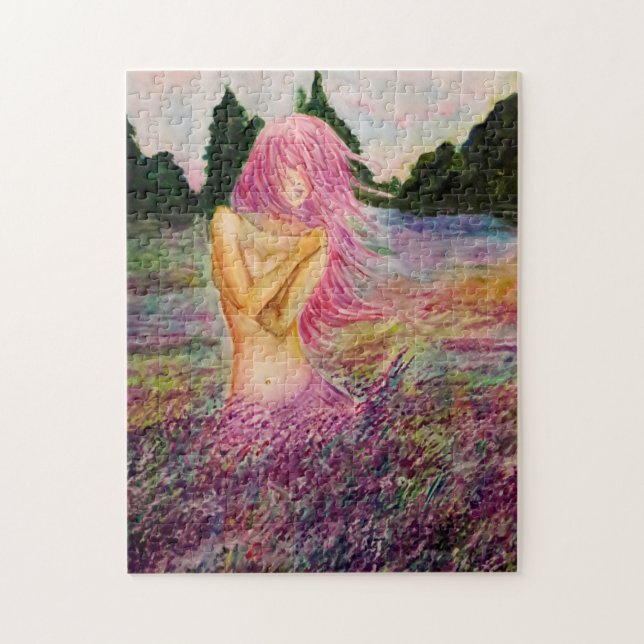 Mädchen mit Lavendel Aroma Jigsaw Puzzle Malerei (Vertikal)