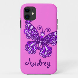 Mädchen mit lila rosa Schmetterling Case-Mate iPhone Hülle