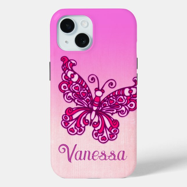 Mädchen mit lila rosa Schmetterling iPhone 5 Fall Case-Mate iPhone Hülle (Rückseite)