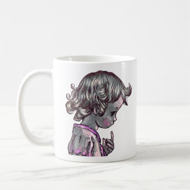 Mädchen mit Locken Tasse  (Links)