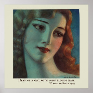Mädchen mit Long Blonde Hair von Wladyslaw Benda Poster