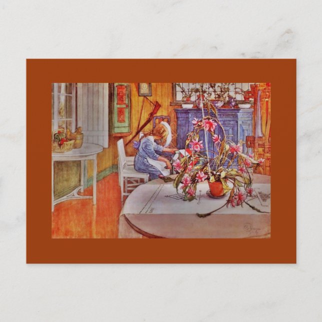 Mädchen mit Loom und Blume Postkarte (Vorderseite)