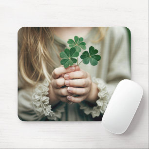 Mädchen mit Lucky Clovers Mousepad