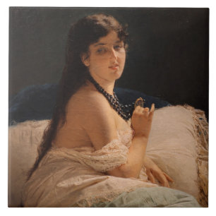 Mädchen mit Medallion (von Gerolamo Induno) Fliese