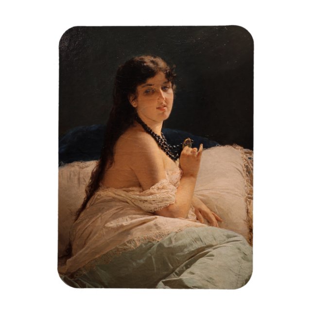 Mädchen mit Medallion (von Gerolamo Induno) Magnet (Vertikal)