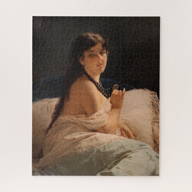 Mädchen mit Medallion (von Gerolamo Induno) Puzzle (Vertikal)