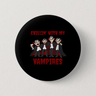Mädchen mit meinen Vampiren Halloween-Jungen Kinde Button