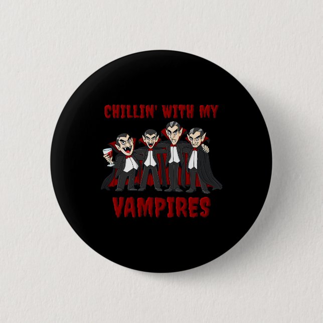 Mädchen mit meinen Vampiren Halloween-Jungen Kinde Button (Vorderseite)