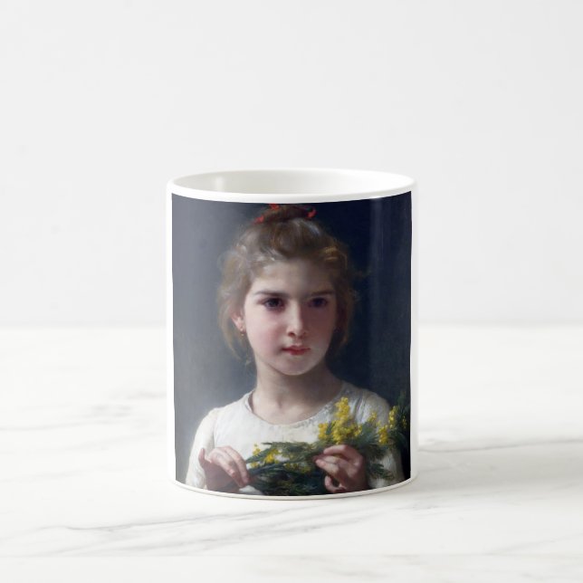 Mädchen mit Mimosa, Bouguereau Kaffeetasse (Mittel)