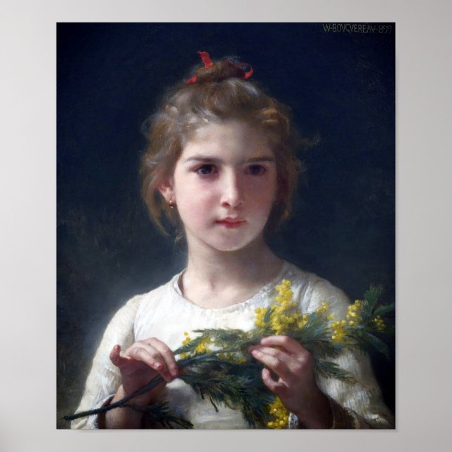Mädchen mit Mimosa, Bouguereau Poster (Vorne)