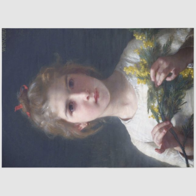 Mädchen mit Mimosa, Bouguereau Seidenpapier (Vorderseite)