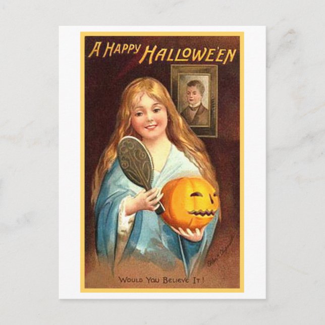 Mädchen mit Mirror und Pumpkin Postkarte (Vorderseite)