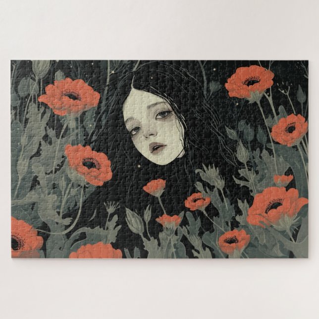 Mädchen mit Mohn Jigsaw Puzzle (Horizontal)