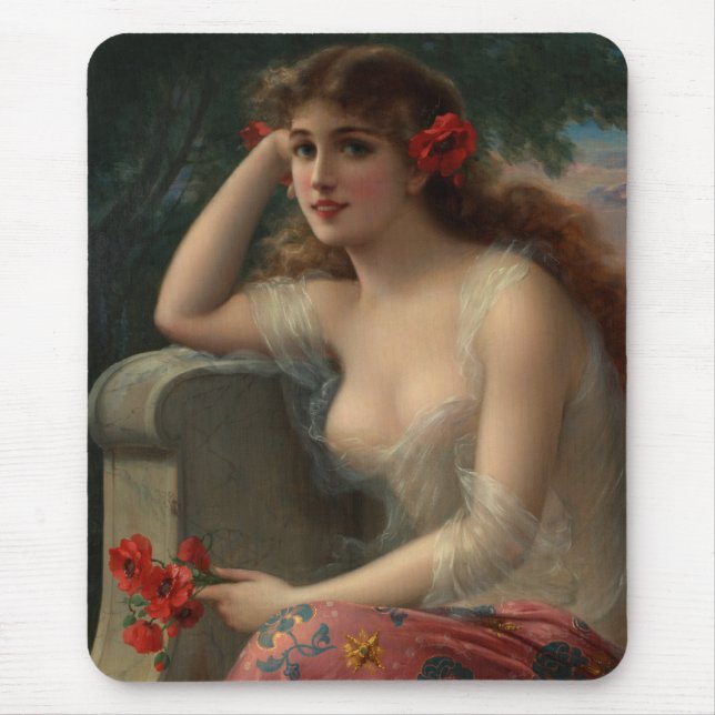 Mädchen mit Mohn Mousepad (Vorne)