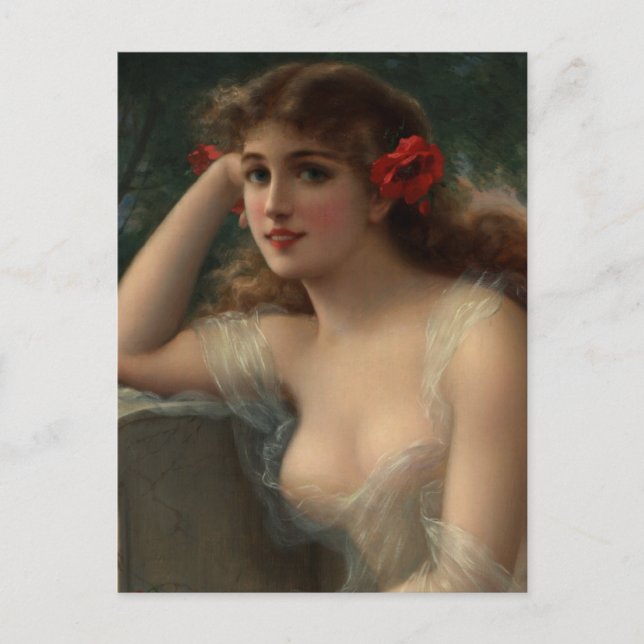 Mädchen mit Mohn Postkarte (Vorderseite)