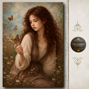 Mädchen mit Monarch-Schmetterlingen Decoupage Seidenpapier