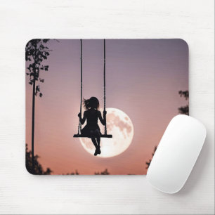 Mädchen mit Mond im Swing Mousepad