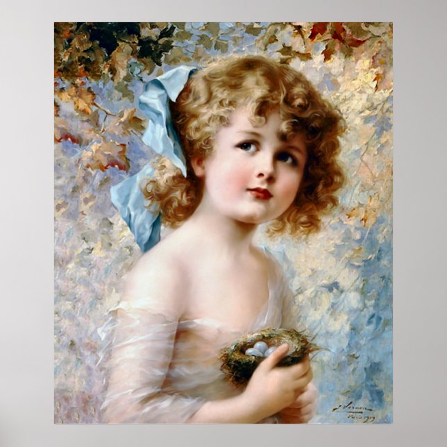Mädchen mit Nest Poster (Vorne)