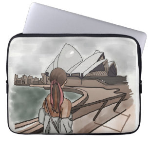 Mädchen mit Opernhaus in Sydney. Laptopschutzhülle