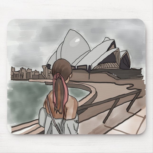 Mädchen mit Opernhaus in Sydney. Mousepad (Vorne)
