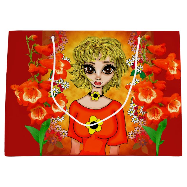 Mädchen mit orangefarbenem Blutbeutel Große Geschenktüte (Vorderseite)