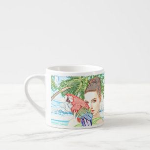 Mädchen mit Papagei Espressotasse