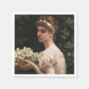 Mädchen mit Pea-Blüten (von Edward Poynter) Serviette