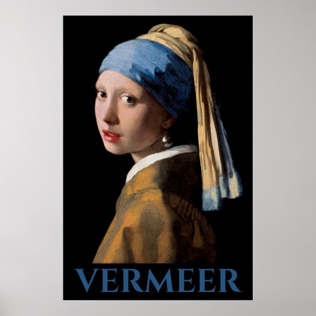 Mädchen mit Pearl Earing Vermeer Poster (Vorne)