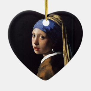 Mädchen mit Perlenohrgemälde von Vermeer Keramik Ornament