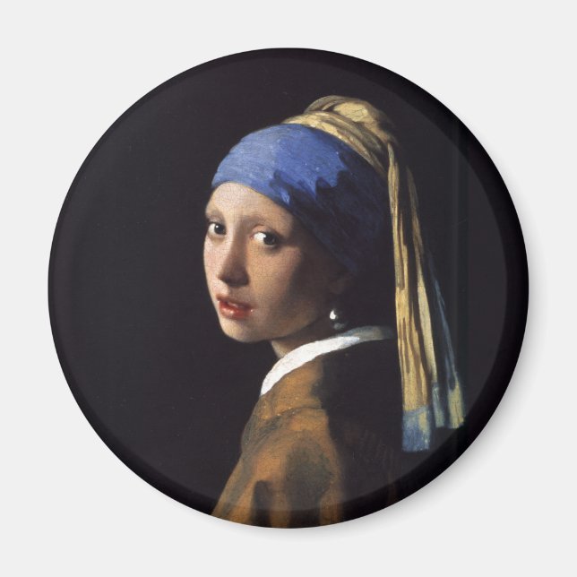 Mädchen mit Perlenohrgemälde von Vermeer Magnet (Vorne)