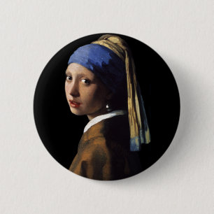 Mädchen mit Perlenohrring Button