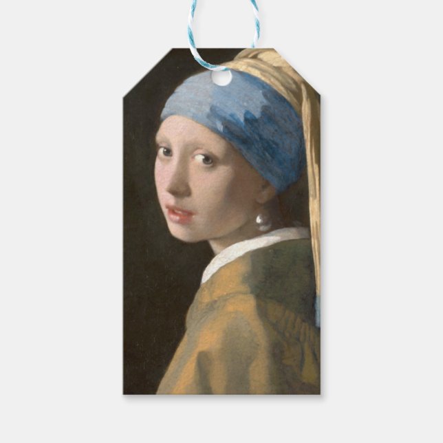 Mädchen mit Perlenohrring Geschenkanhänger (Vorderseite)