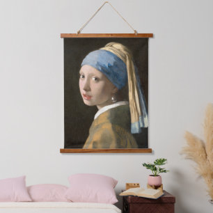 Mädchen mit Perlenohrring   Johannes Vermeer Wandteppich Mit Holzrahmen