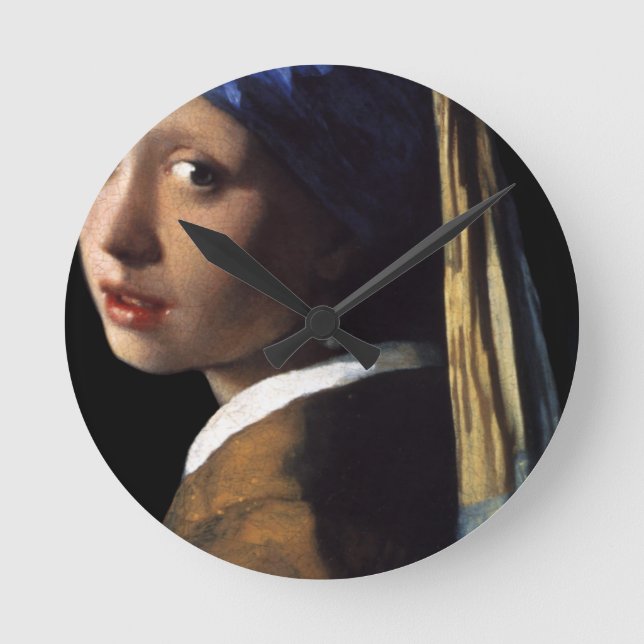 Mädchen mit Perlenohrring Runde Wanduhr (Vorderseite)