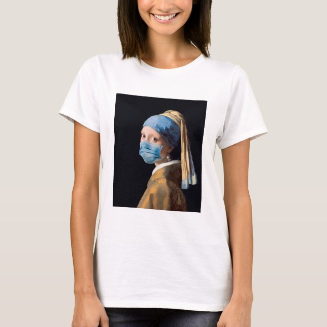 Mädchen mit Perlenohrring und Maske T-Shirt (Vorderseite)