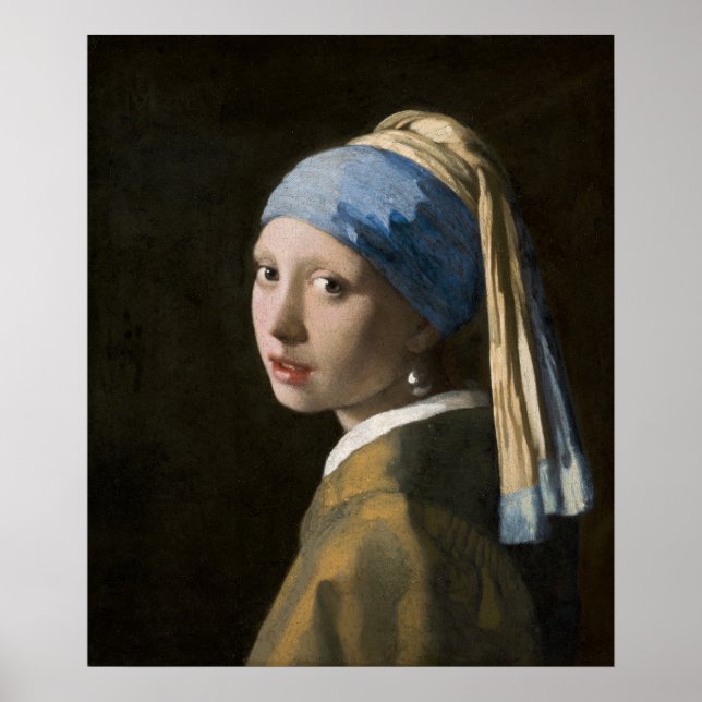 Mädchen mit Perlenohrring — Vermeer Poster (Vorne)