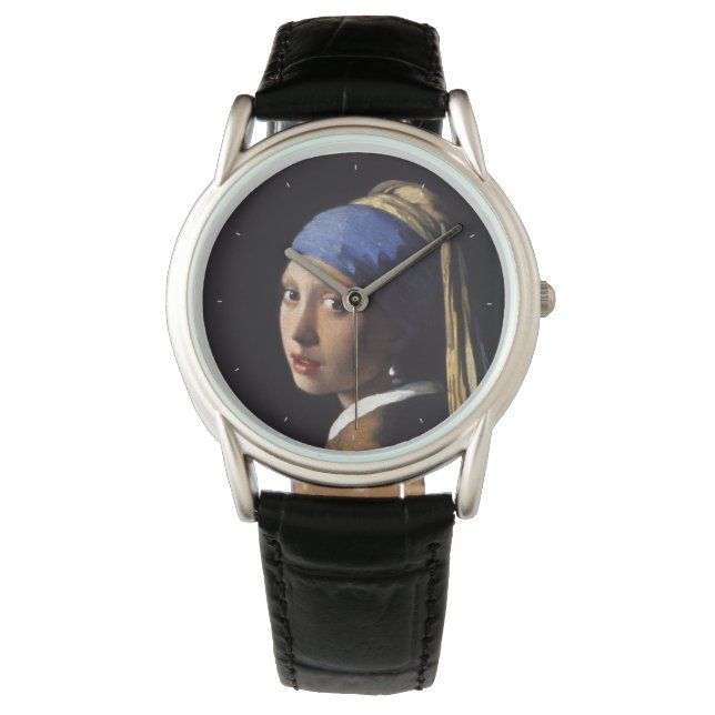 Mädchen mit Perlenohrring von Johannes Vermeer Armbanduhr (Vorderseite)