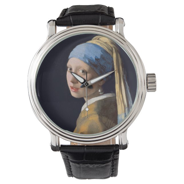 Mädchen mit Perlenohrring von Johannes Vermeer Armbanduhr (Vorderseite)