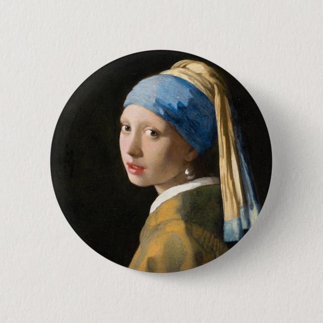 Mädchen mit Perlenohrring von Johannes Vermeer Button (Vorderseite)